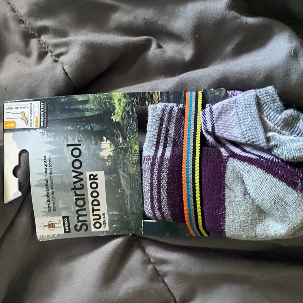 Goodfellow & Co Purple and Gray Striped Athletic Socks